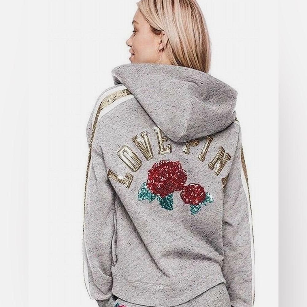 VS. PINK rose bling hoodie X-small NWT